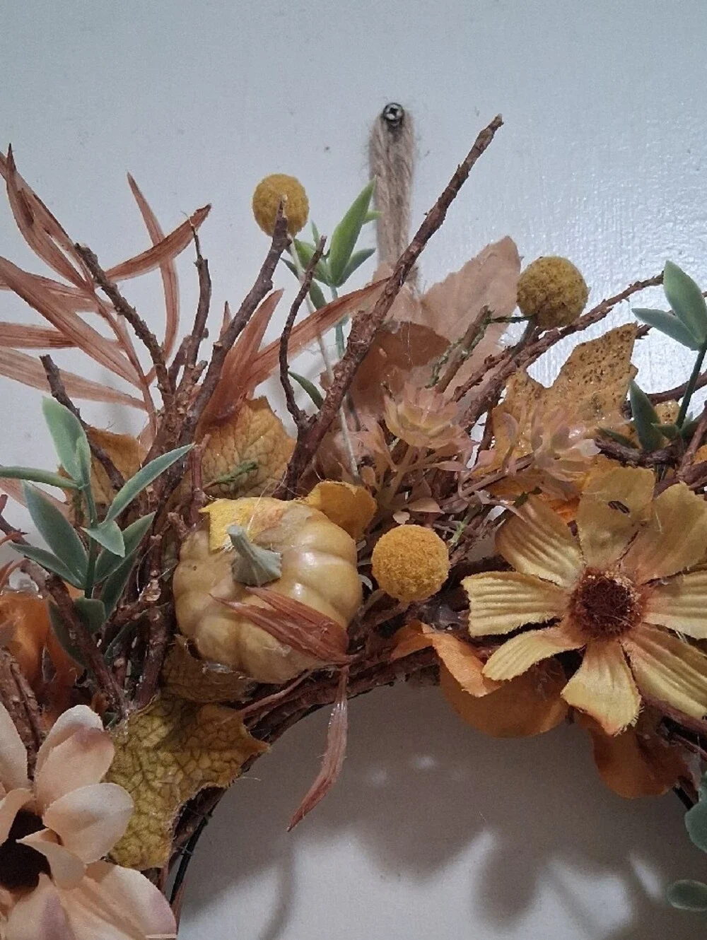 Autumn Harvest Fall Wreath - Rustic Orange & Tan Home Accent